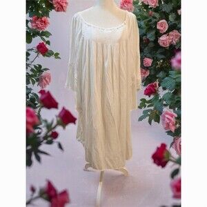 Just Found Dress Womens 1X Ivory Boho Peasant Shift Tunic Cover Up Crochet